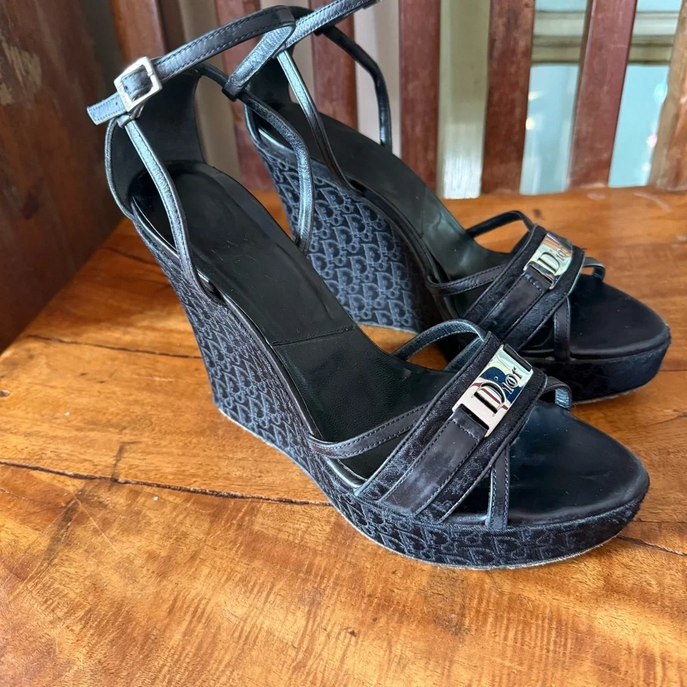 Christian Dior Diorissimo Oblique Platform Wedge Heels – Galliano Era – EU 37.5 - Picture 4 of 16